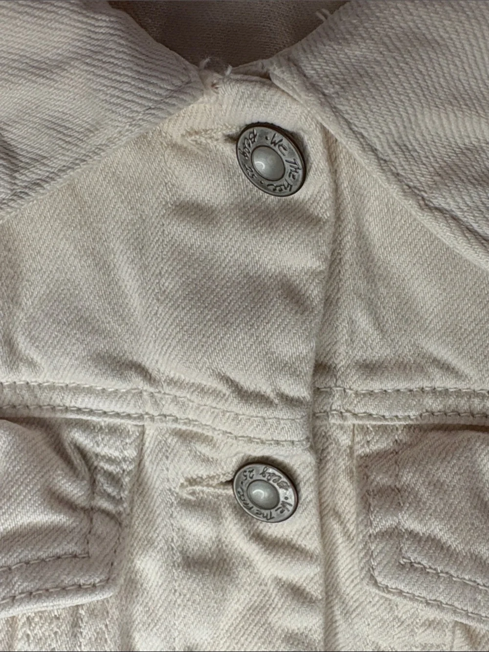 Free People Ivory Denim Jacket in 100% Cotton